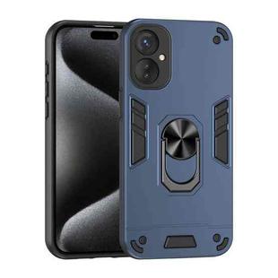 For Tecno Spark 9 Pro Shockproof Metal Ring Holder Phone Case(Blue)
