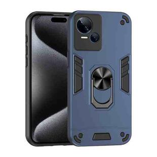 For Tecno Spark 10 5G Shockproof Metal Ring Holder Phone Case(Blue)