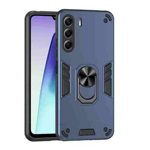 For Tecno Camon 40 Shockproof Metal Ring Holder Phone Case(Blue)