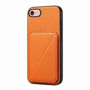 For iPhone 7 / 8 / SE 2022 D04 Calf Texture Dual Card Slot Holder Phone Case(Orange)