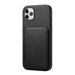 For iPhone 11 Pro Max D04 Calf Texture Dual Card Slot Holder Phone Case(Black)