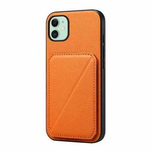 For iPhone 11 D04 Calf Texture Dual Card Slot Holder Phone Case(Orange)