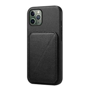 For iPhone 11 Pro D04 Calf Texture Dual Card Slot Holder Phone Case(Black)