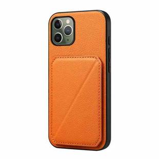 For iPhone 11 Pro D04 Calf Texture Dual Card Slot Holder Phone Case(Orange)