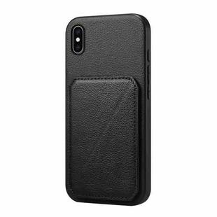 For iPhone XS Max D04 Calf Texture Dual Card Slot Holder Phone Case(Black)