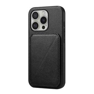 For iPhone 16 Pro Max D04 Calf Texture Dual Card Slot Holder Phone Case(Black)