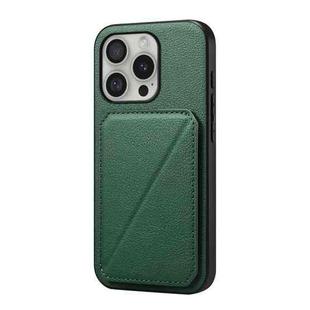 For iPhone 16 Pro Max D04 Calf Texture Dual Card Slot Holder Phone Case(Green)