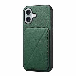 For iPhone 17 D04 Calf Texture Dual Card Slot Holder Phone Case(Green)