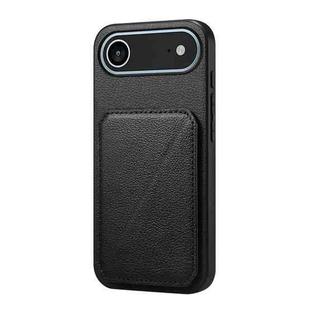 For iPhone 17 Air D04 Calf Texture Dual Card Slot Holder Phone Case(Black)