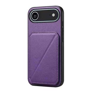 For iPhone 17 Air D04 Calf Texture Dual Card Slot Holder Phone Case(Purple)