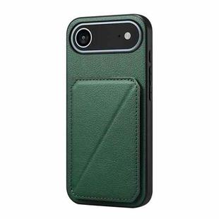 For iPhone 17 Air D04 Calf Texture Dual Card Slot Holder Phone Case(Green)