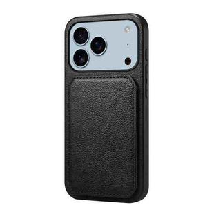 For iPhone 17 Pro D04 Calf Texture Dual Card Slot Holder Phone Case(Black)