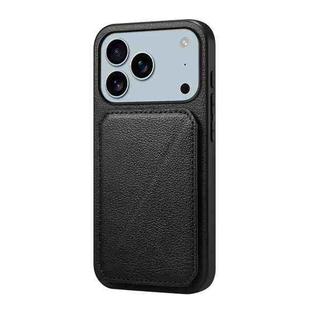 For iPhone 17 Pro Max D04 Calf Texture Dual Card Slot Holder Phone Case(Black)