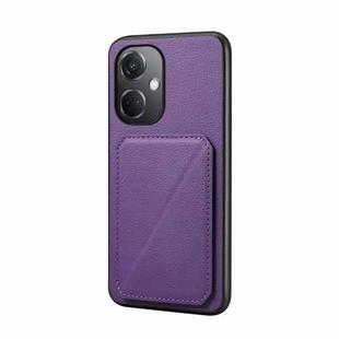 For OPPO K11 / OnePlus Nord CE 3 5G D04 Calf Texture Dual Card Slot Holder Phone Case(Purple)