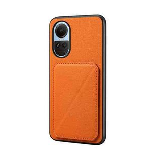 For OPPO Reno10 5G/Reno10 Pro 5G Global D04 Calf Texture Dual Card Slot Holder Phone Case(Orange)