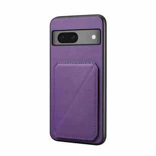 For Google Pixel 7 D04 Calf Texture Dual Card Slot Holder Phone Case(Purple)
