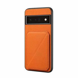 For Google Pixel 6 Pro D04 Calf Texture Dual Card Slot Holder Phone Case(Orange)