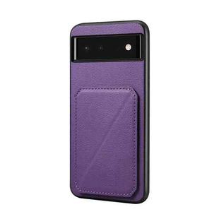 For Google Pixel 6 D04 Calf Texture Dual Card Slot Holder Phone Case(Purple)