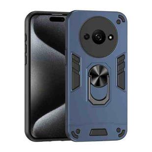 For Xiaomi Redmi A3 Shockproof Metal Ring Holder Phone Case(Blue)