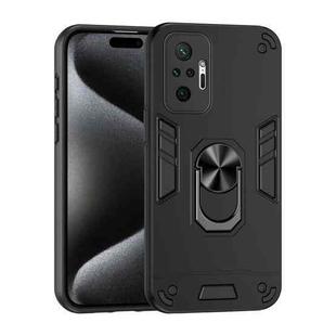 For Xiaomi Redmi Note 10 Pro 4G Shockproof Metal Ring Holder Phone Case(Black)
