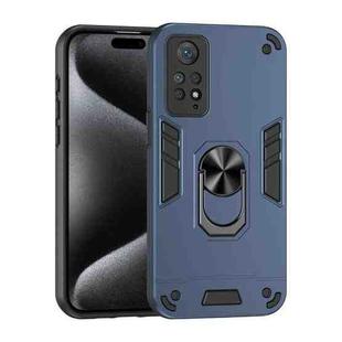 For Xiaomi Redmi Note 11 Pro 4G Shockproof Metal Ring Holder Phone Case(Blue)