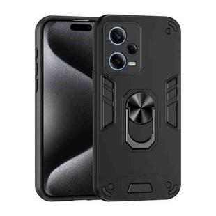 For Xiaomi Redmi Note 12 Pro Shockproof Metal Ring Holder Phone Case(Black)