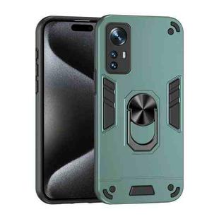 For Xiaomi 12 Shockproof Metal Ring Holder Phone Case(Green)
