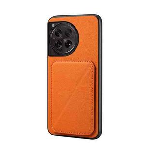 For OnePlus 12 D04 Calf Texture Dual Card Slot Holder Phone Case(Orange)