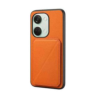 For OnePlus Ace 2V D04 Calf Texture Dual Card Slot Holder Phone Case(Orange)