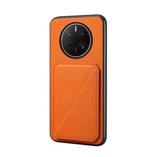 For Huawei Mate 50 Pro D04 Calf Texture Dual Card Slot Holder Phone Case(Orange)