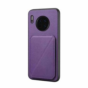 For Huawei Mate 30 D04 Calf Texture Dual Card Slot Holder Phone Case(Purple)