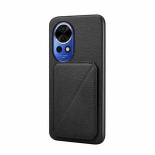 For Huawei nova 12 D04 Calf Texture Dual Card Slot Holder Phone Case(Black)