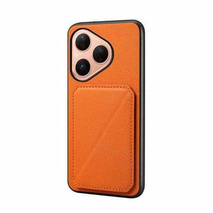 For Huawei Pura 80 5G D04 Calf Texture Dual Card Slot Holder Phone Case(Orange)