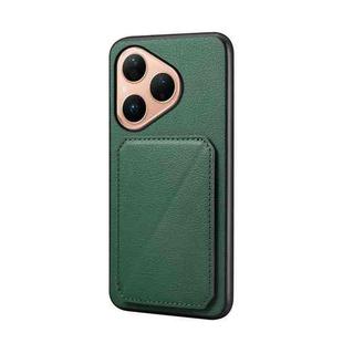 For Huawei Pura 80 5G D04 Calf Texture Dual Card Slot Holder Phone Case(Green)