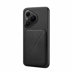 For Huawei Pura 80 Pro / 80 Pro+ 5G D04 Calf Texture Dual Card Slot Holder Phone Case(Black)