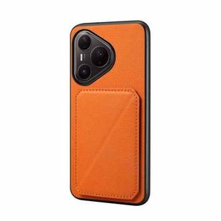 For Huawei Pura 80 Pro / 80 Pro+ 5G D04 Calf Texture Dual Card Slot Holder Phone Case(Orange)