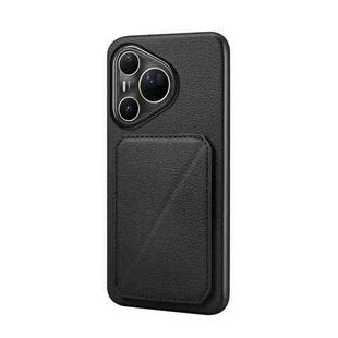 For Huawei Pura 80 Ultra 5G D04 Calf Texture Dual Card Slot Holder Phone Case(Black)
