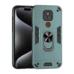 For Motorola Moto E7 Plus Shockproof Metal Ring Holder Phone Case(Green)
