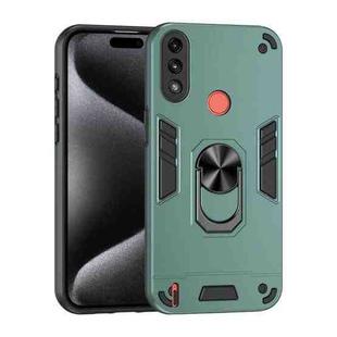 For Motorola Moto E7 Power Shockproof Metal Ring Holder Phone Case(Green)