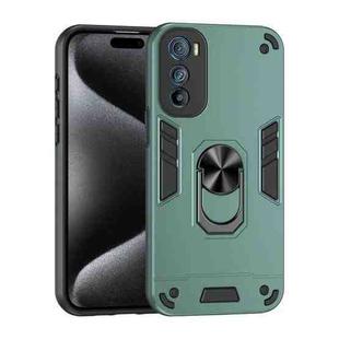 For Motorola Edge 30 Shockproof Metal Ring Holder Phone Case(Green)