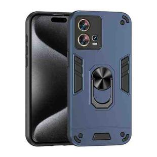 For Motorola Edge 30 Fusion Shockproof Metal Ring Holder Phone Case(Blue)