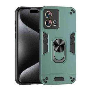 For Motorola Edge 30 Fusion Shockproof Metal Ring Holder Phone Case(Green)