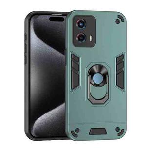 For Motorola Moto G 2023 Shockproof Metal Ring Holder Phone Case(Green)