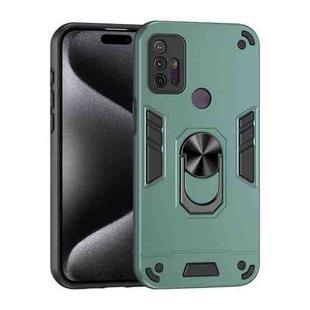 For Motorola Moto G10 Shockproof Metal Ring Holder Phone Case(Green)