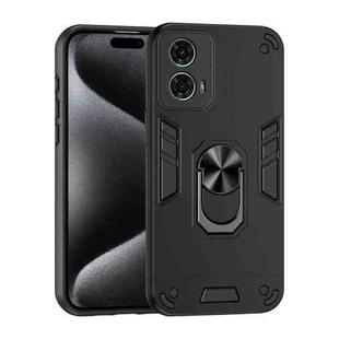 For Motorola Moto G24 Power Shockproof Metal Ring Holder Phone Case(Black)