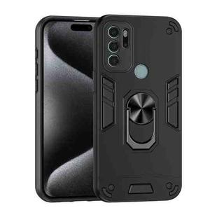 For Motorola Moto G60s Shockproof Metal Ring Holder Phone Case(Black)