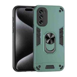 For Motorola Moto G62 5G Shockproof Metal Ring Holder Phone Case(Green)