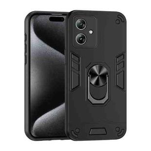 For Motorola Moto G54 EU / Indian Shockproof Metal Ring Holder Phone Case(Black)