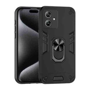 For Motorola Moto G64 5G Shockproof Metal Ring Holder Phone Case(Black)