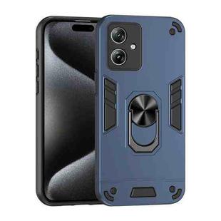 For Motorola Moto G64 5G Shockproof Metal Ring Holder Phone Case(Blue)